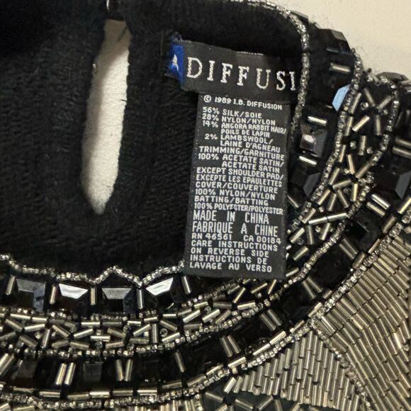 Diffusion Evening Silk Blend Womens Top Angora Wool Long Sleeve Blouse M Sweater - Picture 3 of 9